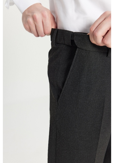 Altınyıldız Classıcs Erkek Sıyah Slim Fit Dar Kesim Gofre Desenli Beli Gizli Lastikli Yan Cep Klasik Pantolon Siyah