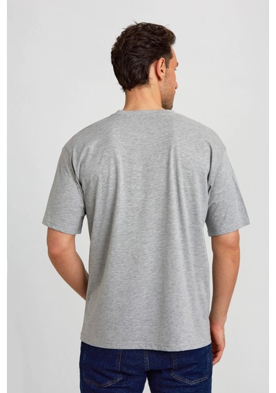Bisse Basic Oversize Gri Melanj Erkek T-shirt Ts2410n24199 D55-1 Gri Melanj