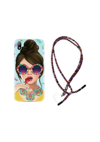 Huawei Y5 2019 Kılıf Rasta Boyun Askılı Sugar And Woman 1418