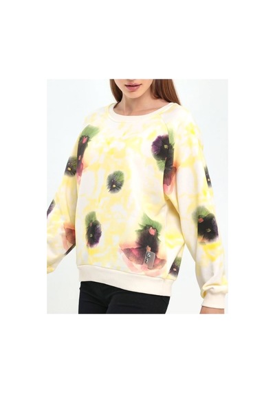 The Kadın Krem Baskılı Bisiklet Yaka Sweatshirt %100 Pamuk 3 İplik Şardonsuz Rahat Kalıp Krem The Kadın Krem Baskılı Bisiklet Yaka Sweatshirt %100 Pamuk 3 İplik Şardonsuz Rahat Kalıp Krem