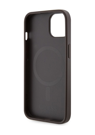 Apple Uyumlu iPhone 14 Kılıf Guess Lisanslı Magsafe Şarj Özellikli 4g Şerit Tasarımlı Printed Kapak Kahverengi