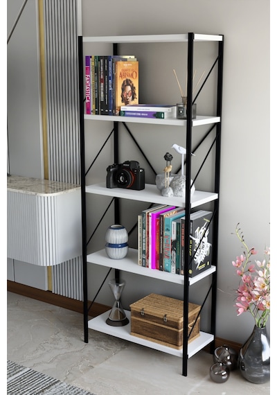 Titan Kitaplık Dekoratif Çok Amaçlı Raf Ofis Salon Raf Kitap Standı 150cmx60cm Beyaz Titan Kitaplık Dekoratif Çok Amaçlı Raf Ofis Salon Raf Kitap Standı 150cmx60cm Beyaz