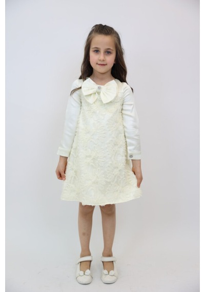 Xo Kids Kız Çocuk Elbise 3-10 Yaş 3911 Ekru