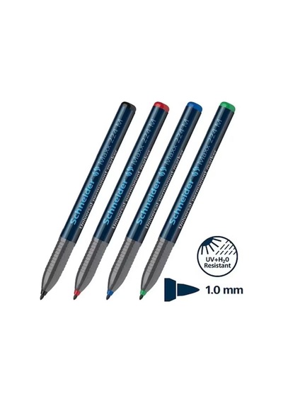 Schneider Maxx 220 Asetat Kalemi M Uç 4 Renk Set Permanent Kalem Siyah Mavi Yeşil Kırmızı Diğer