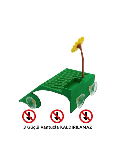 Ada Akvaryum Papatya Su Kaplumbağası Rampalı Dinlenme Platformu Yemlikli