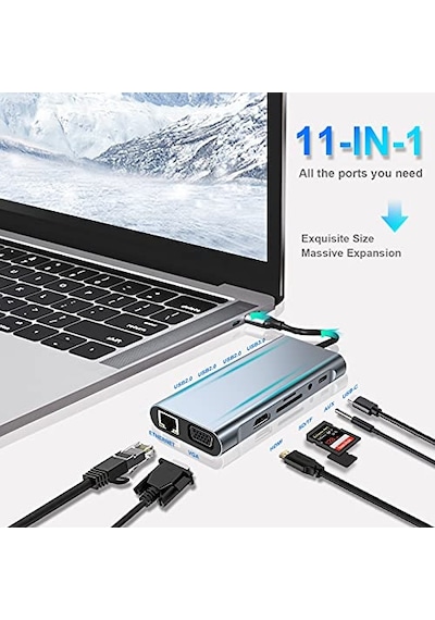 8 In 1 Usb C Yerleştirme Istasyonu 4k 60hz Hdmı Hdr Hdtv Hub Rj45 Ethernet 87w Pd Sd Microsd 2 Usb 3.0 Macbook Uyumlu Air Pro