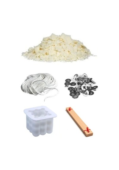 Soya Mum Yapım Seti, 1Kg Soya Wax, Fitil,Çıtçıt,Ahşap Fitil,Kalıp