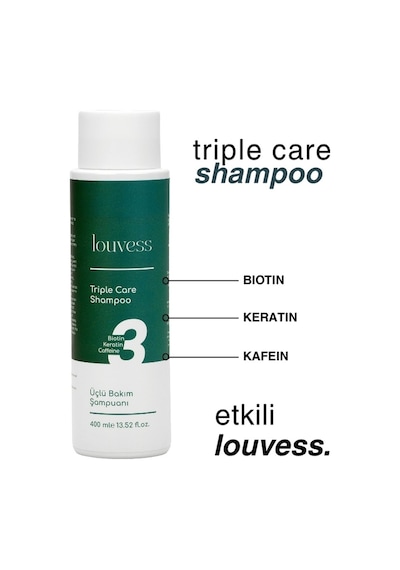Louvess Biotin Keratin ve Kafein İle Güçlendirilmiş Saç Bakım Şampuanı 400 ML