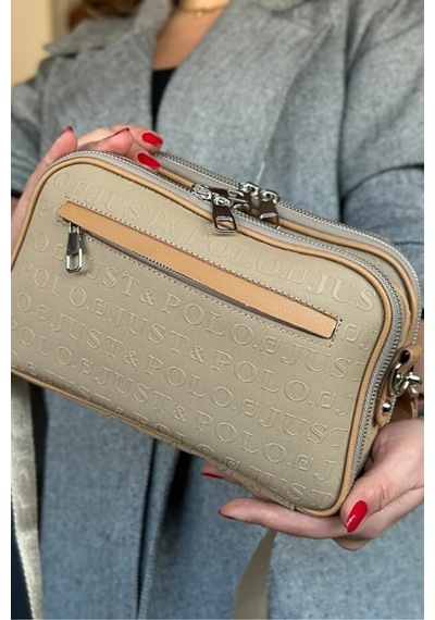 Just Polo Kadın Günlük Kullanıma Uygun Şık Omuz Çantası Ve Cüzdanı Kombin Shopper Kum
