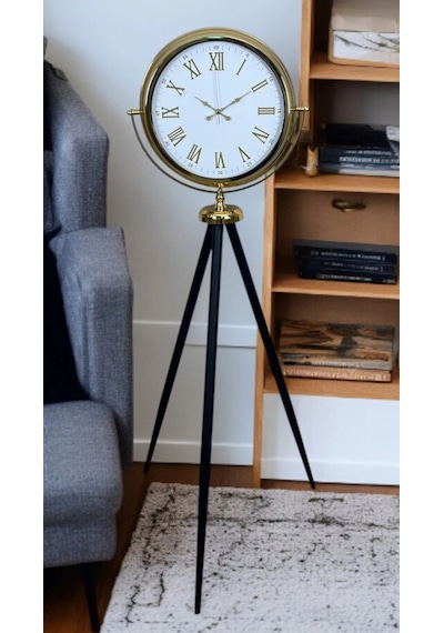 Gold Göz Alıcı Tripod Ayaklı Duvar Saati Çok Renkli