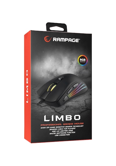 Rampage SMX-R33 Limbo Kablolu Makrolu RGB Optik Oyuncu Mouse