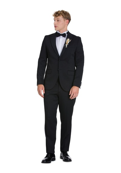 Hatemoğlu Siyah Slim Fit Çıkma Sivri Yaka Klasik Damatlık 34558 Siyah