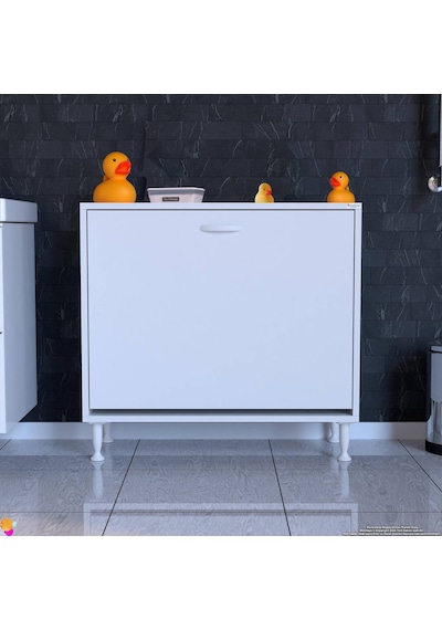Eliusta Sare 70 Cm Beyaz Sepetli Banyo Dolabı,mutfak Dolabı 70x75x32,5 Cm Oyuncak Sepeti Çok Amaçlı Dolap Beyaz