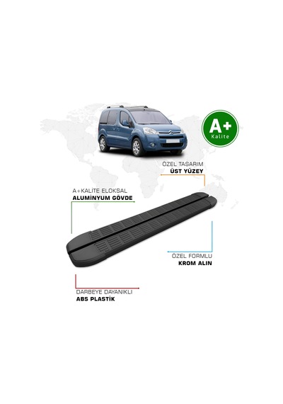 Citroen Berlingo Yan Basamak 2008 2018 Model S-line Siyah