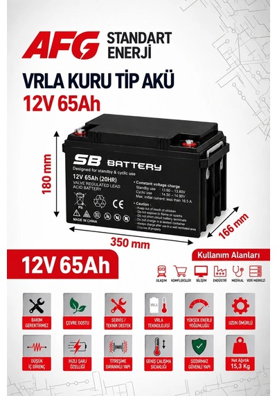 Sb Battery 12v 65ah Bakımsız Kuru Akü