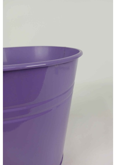 Konik Metal Saksı & Vazo - 23 Cm Dekoratif Çok Amaçlı Renkli Çiçeklik 23x23/16 Cm Mor