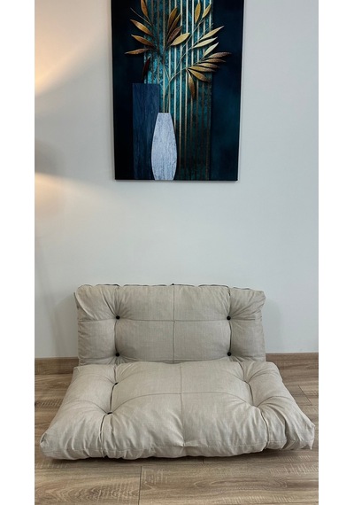 Modern Style Home Kalorifer Önü Yer & Palet Minderi 2'li Takım Krem