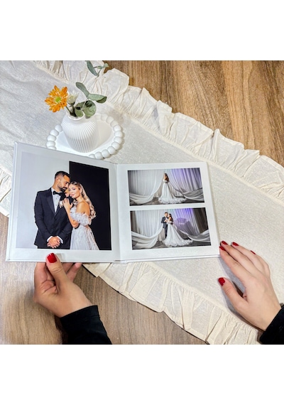 Düğün Albümü Kendi Albümünü Yap Kalın Sert Kapak 30x50cm 15-20-25 Fotoğraf Beyaz
