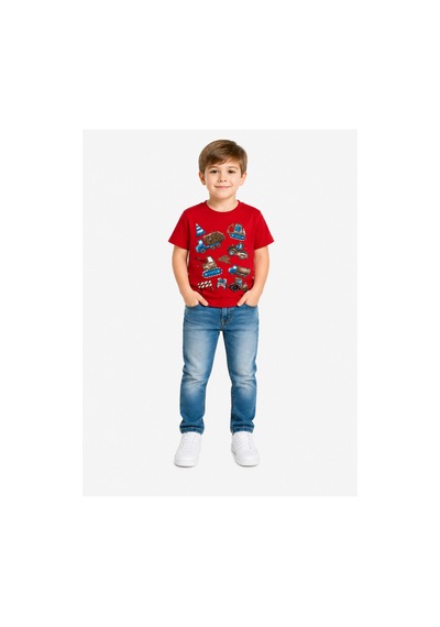 Yale Kids 1-4 Yaş Erkek Çocuk %95 Pamuklu Tişört Kırmızı