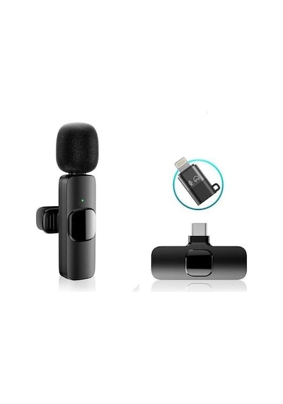 K9-d Type C Lightning Wireless Kablosuz Mikrofon Dönüştürücülü Tak Çalıştır Android Telefon T Standart