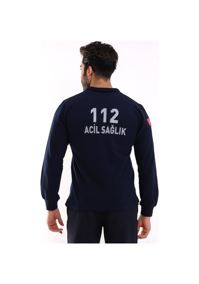 112 Yakalı Tshirt Uzun Kol - Lacivert-6548
