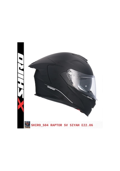 Shiro Fullfacc Raptor M.C Motosiklet Kaskı Kapalı Siyah