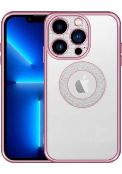 Apple Uyumlu iPhone 12 Pro Kılıf Kamera Korumalı Logo Gösteren Zore Esta Kapak Rose Gold