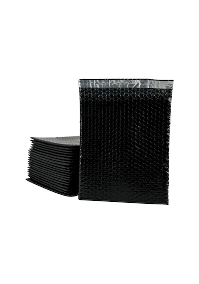 Siyah Bantlı Kapaklı Baloncuklu Torba, Balonlu Patpat Torba 20cm En X25cm Boy +5cm Kapak 25 Adet