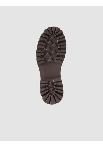 %100 Hakiki Deri Kahverengi Kalın Taban Kadın Loafer Ayakkabıı Kahverengi