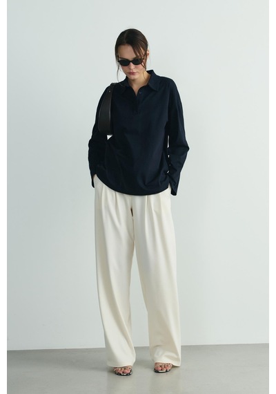 Suud Collection Lacivert Polo Yaka Oversize Tişört