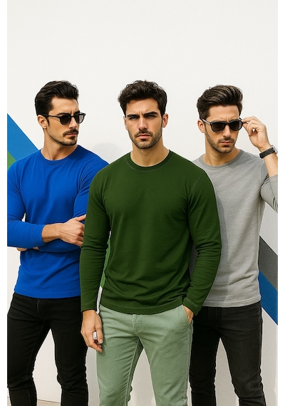 Rich Erkek Mavi-haki-grimelanj 3'lü Paket Basic Uzun Kollu Body Mavi-haki-grimelanj