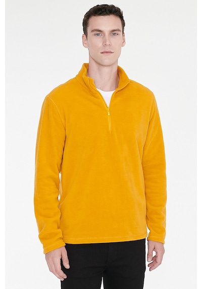 AC&Co / Altınyıldız Classics Anti-Pilling Tüylenme Yapmayan Bato Yaka Erkek Polar Sweatshirt 4A5221100016SARXXL Sarı
