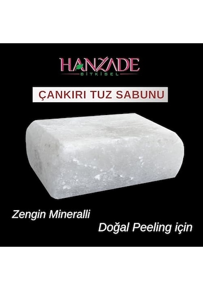 Hanzade Bitkisel Çankırı Tuz Sabunu 300-350 Gr Zengin Mineralli Doğal Saf Çankırı Kaya Tuzu Sabunu Acı Badem