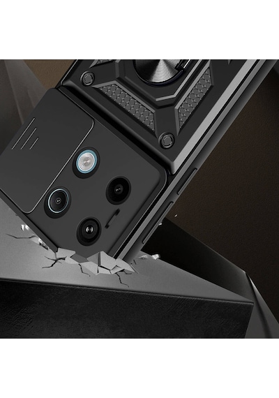 Zore Redmi Note 13 Pro 5g Kılıf Magnetik Standlı Kamera Korumalı Ogaa Sürgülü Vega Kapak - Mavi