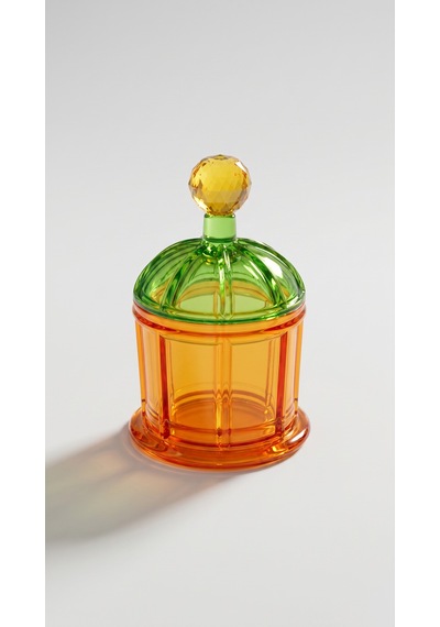 Lumi Kapaklı Kristal Obje-amber Green