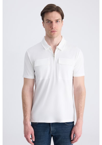 Twn Slim Fit Ekru Düz Modal T-shirt 4ec1459811112 E01