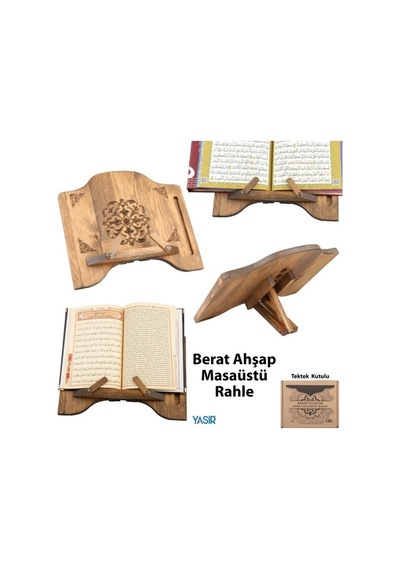 Ahşap Masa Üstü Rahle - Kuran Okuma Rahlesi - Berat Oymalı Rahle (551503932)
