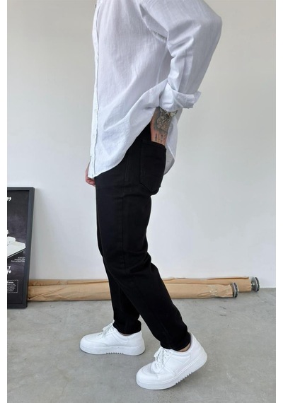 Siyah Basic Boyfriend Pantolon Siyah