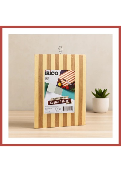 Bezos Bambu Kesme Tahtası 18x28x1.3 Cm Metal Kulplu Erdotıca Çok Renkli