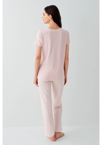 Kocabey Kısa Kol Pijama Takımı Pembe