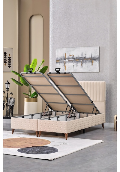 Evdemo Ezgi Çift Kişilik Baza Başlık Set Krem 150 200 150 x 200