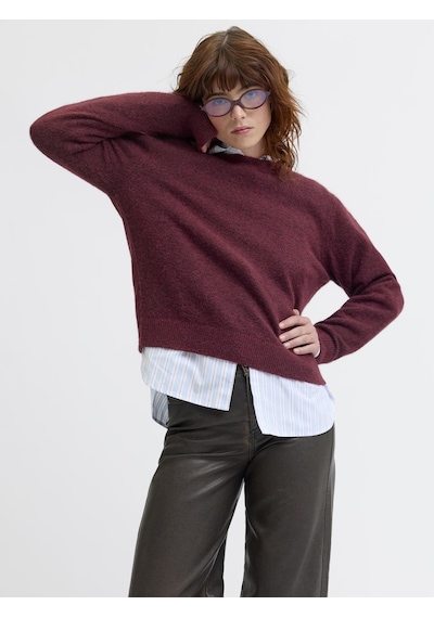 Jack & Jones Kadin Bisiklet Yaka Alpaka Yünlü Kazak - Evi - 12281702 Cabernet