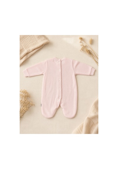 Omeca Concept Nakışlı Bebe Yakalı Triko Bebek Tulum Pembe