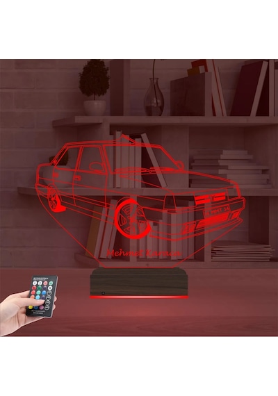 Luvivia Fiat Tofaş Doğan Tofaşk Araba Kişiye Özel 3d Lamba - Masa Gece Lambası Şeffaf