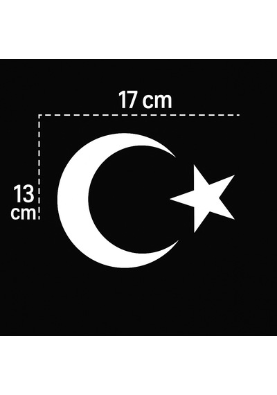 Türk Bayrağı Oto Sticker Beyaz 17x13 Cm Renk