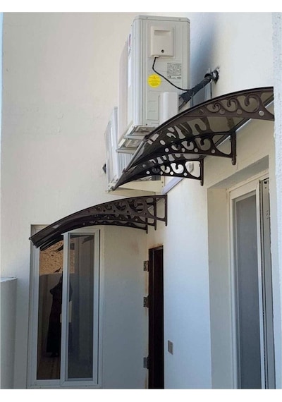 Plastik Ayak 6mm Levhalı Pratik Sundurma 100x300 Cm Antrasit Gri