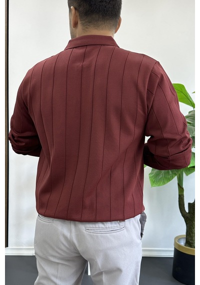 Edwox Erkek Yarım Fermuarlı Polo Yaka Mevsimlik Kazak Bordo Edw195 Bordo