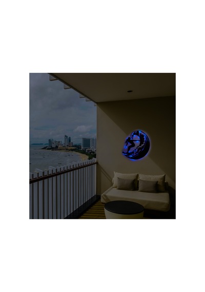 Işıklı Sörf Yapan Kız Dekoratif Tablo Balkon Duvar Dekorlu Gece Lambası Mavi - 745866693 Mavi