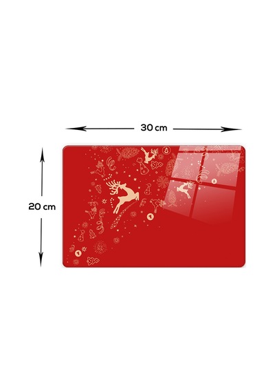 Decorita Cam Kesme Tahtası|Yeni Yıl Kırmızı|20cm x 30cm
