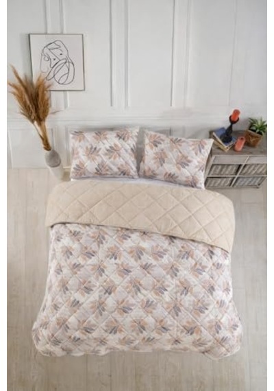 Ayrex Kapitoneli Tek Kişilik Desenli Pike - Yatak Örtüsü Takımı 160x230 Cm - 1 Adet Yastık Kılıflı Turuncu Diğer